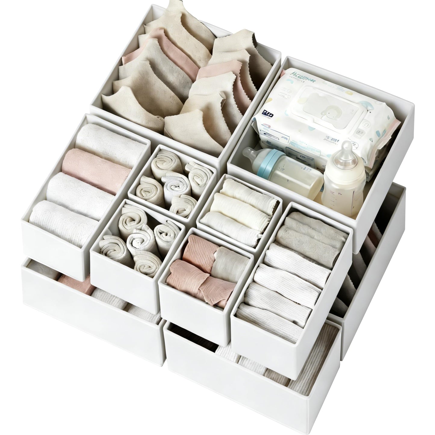 Drawer Organizer 12 Pack Foldable Fabric Closet Storage Bins Underwear Socks Bra Tie Organizer