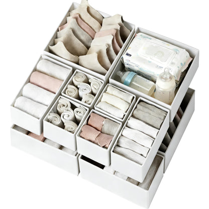 Drawer Organizer 12 Pack Foldable Fabric Closet Storage Bins Underwear Socks Bra Tie Organizer