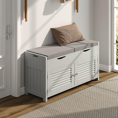 Shoe Storage Bench Lift Top Entryway Storage Bench Organizer Seat with Storage Cabinet