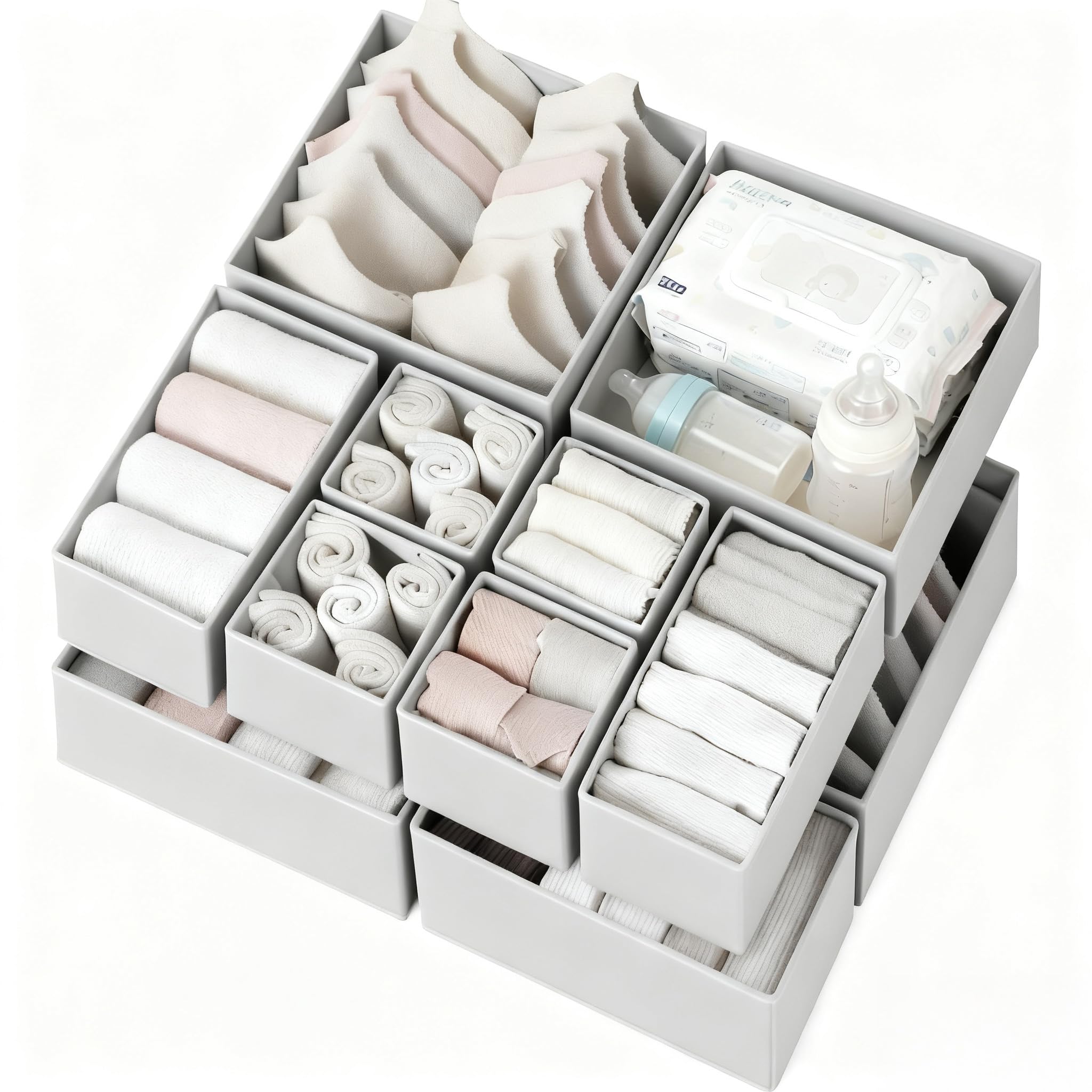 Drawer Organizer 12 Pack Foldable Fabric Closet Storage Bins Underwear Socks Bra Tie Organizer