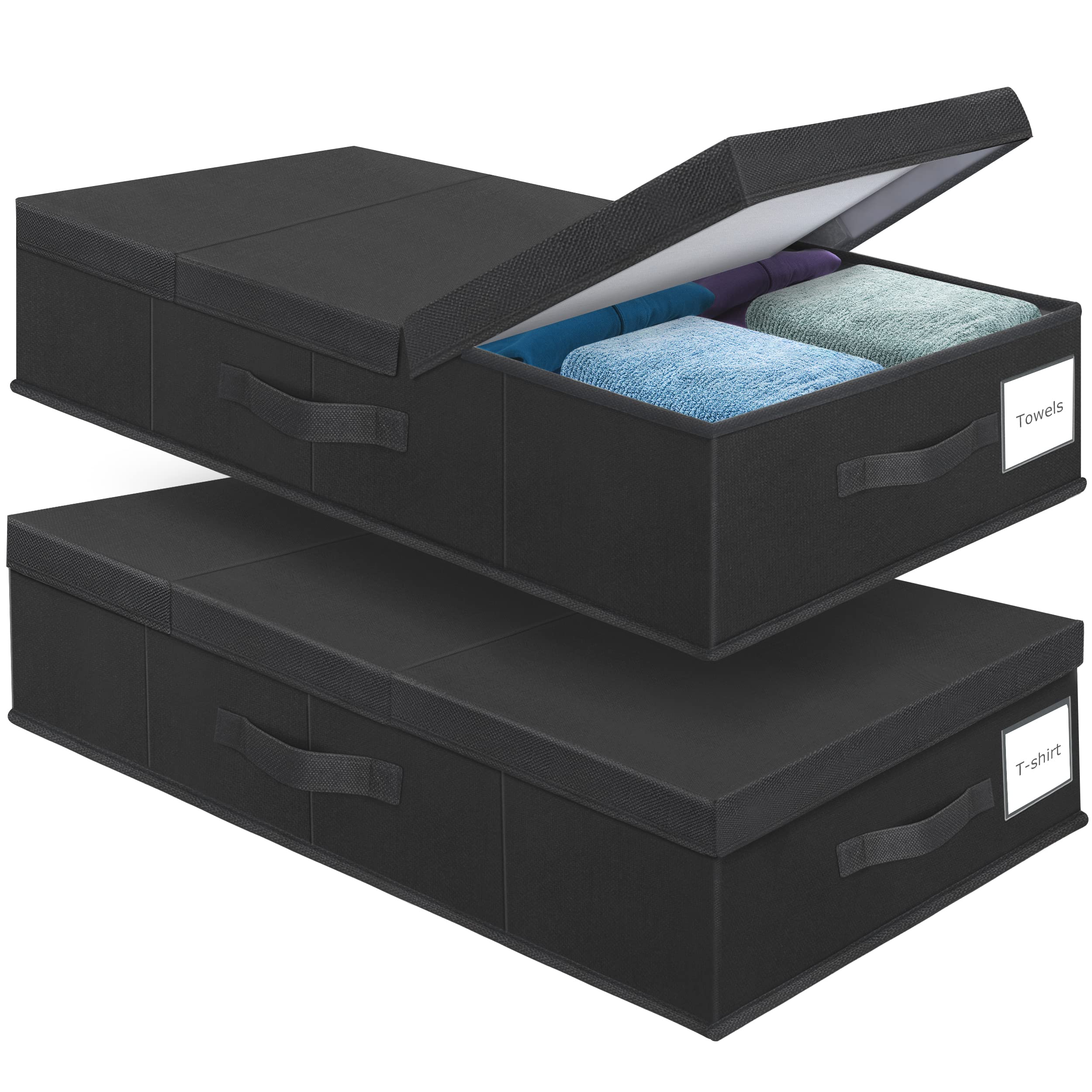 Under Bed Storage Containers Large Foldable Storage Box with Lid Clothes Shoes Blankets Pillow Organizer