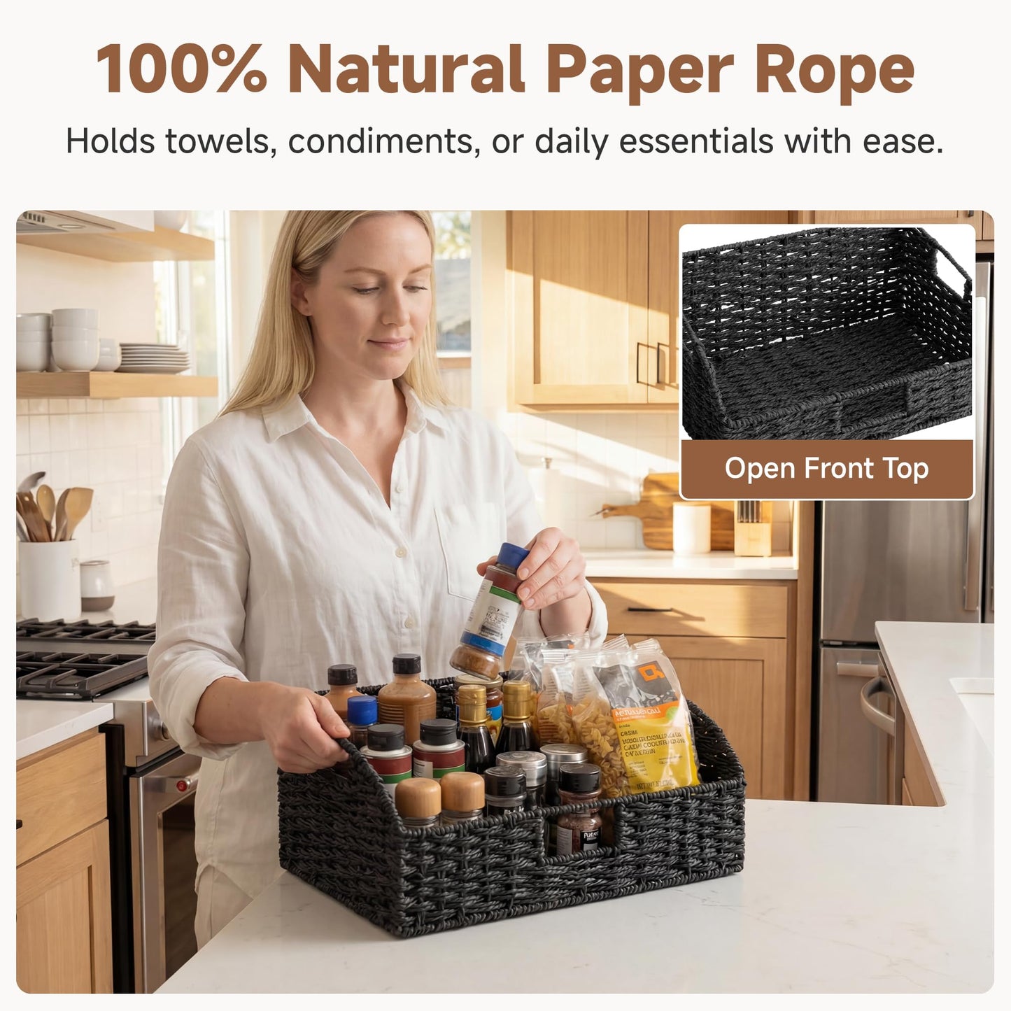 Wicker Storage Baskets Pantry Organizers Storage Basket 2 Pack