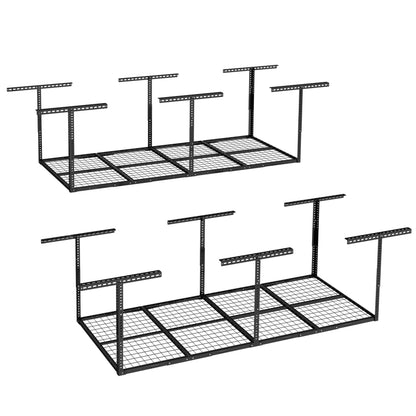 Overhead Garage Storage Rack 4x8 Adjustable Heavy Duty Ceiling Mounted Storage System 750 lbs Capacity Metal Garage Organizer Rack