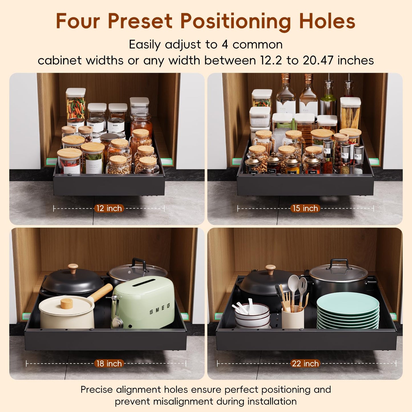 Pull Out Cabinet Organizer Drawer Storage Rack for Kitchen Cabinets