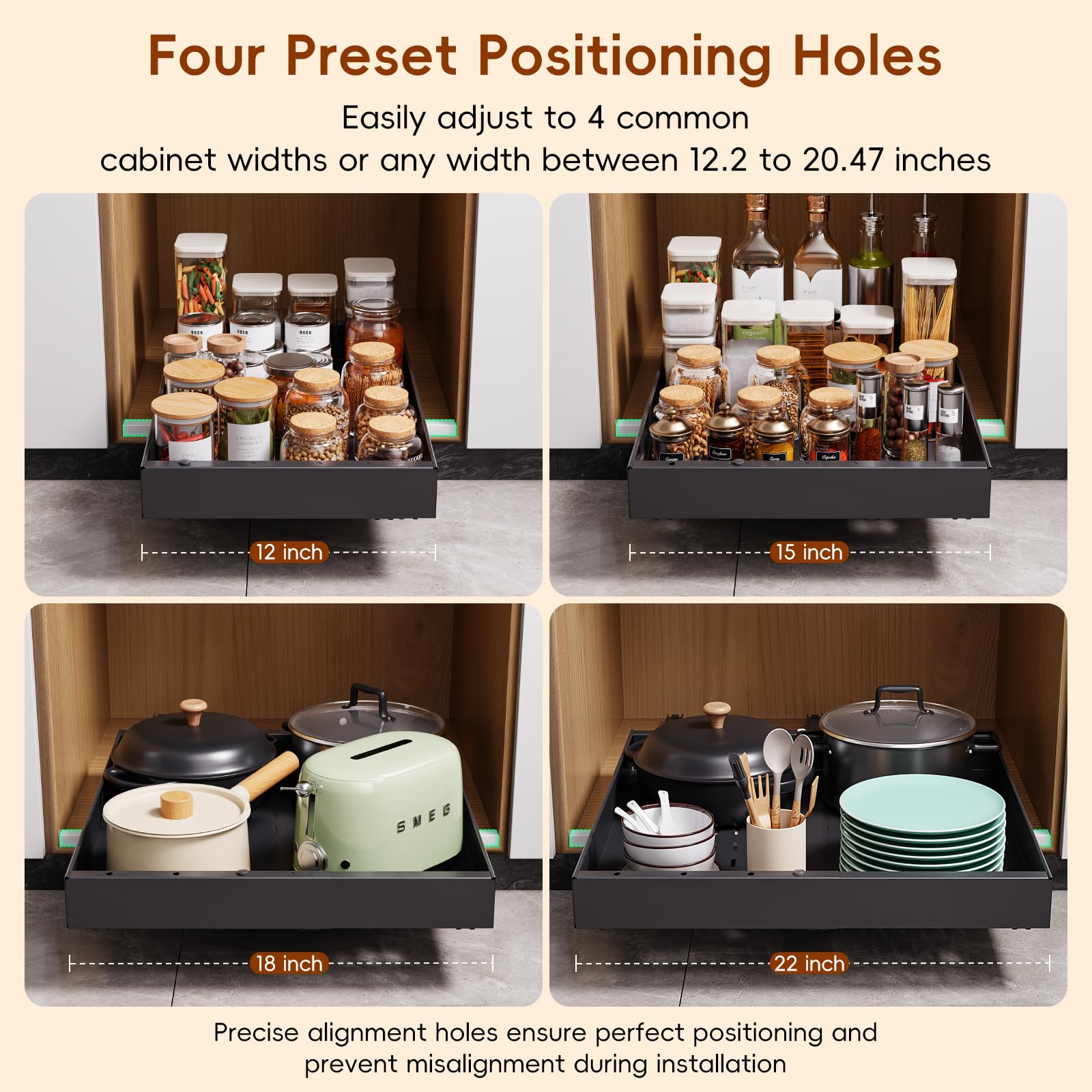 Pull Out Cabinet Organizer Drawer Storage Rack for Kitchen Cabinets