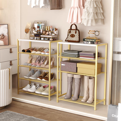 Industrial Shoe Storage Shelf Narrow Entryway Shoe Rack Closet Organizer Metal Wood Storage Shelf
