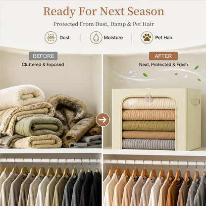 GoMaihe Clothes Storage Bins with Metal Frame for Closet Organizer