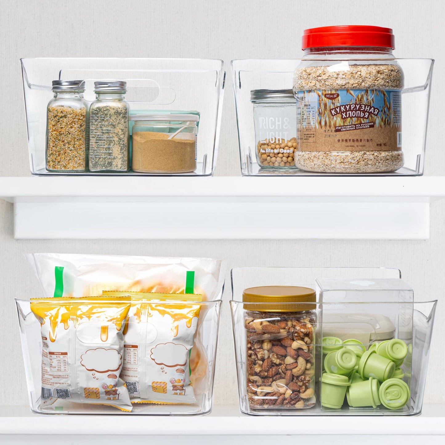 Plastic Storage Bins Multi-Use Pantry Organizer Clear Home Kitchen Storage Containers