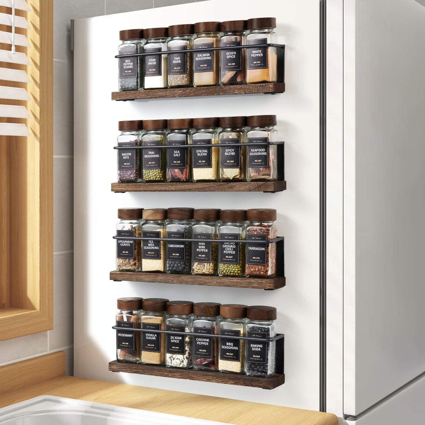 Magnetic Spice Storage Rack Organizer for Fridge Kitchen