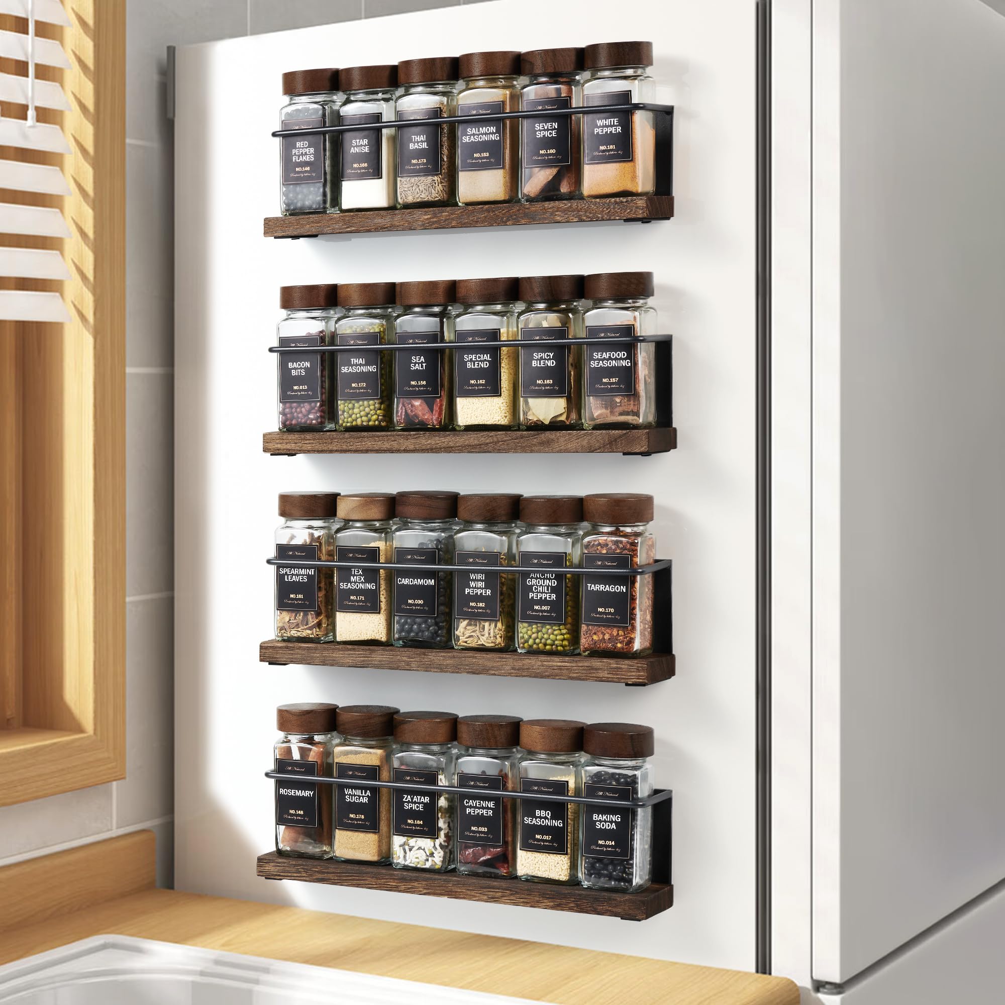 Magnetic Spice Storage Rack Organizer for Fridge Kitchen
