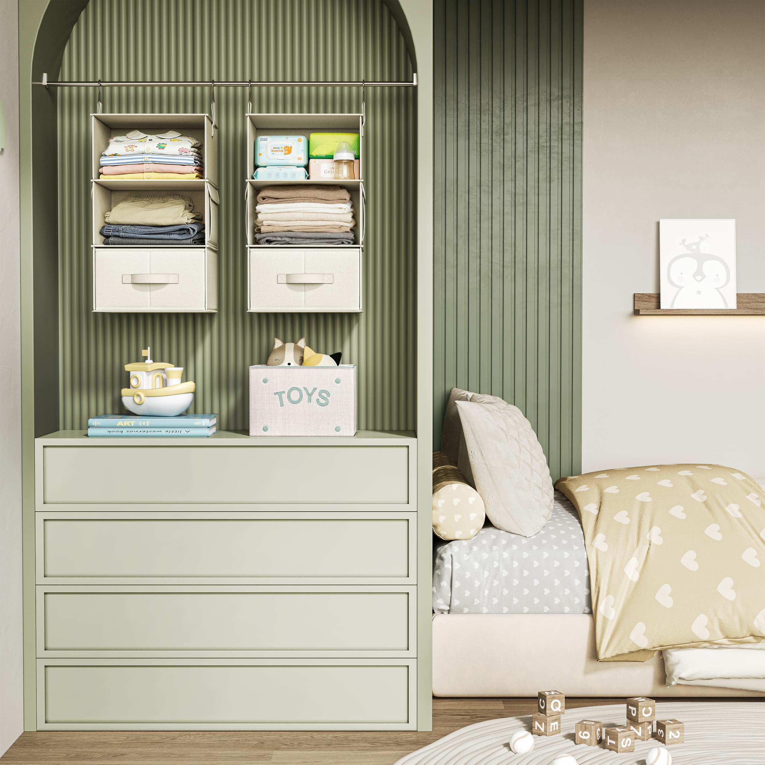 Hanging Closet Organizer Shelves with Drawers Closet Storage Organizer with Shelves and Compartments