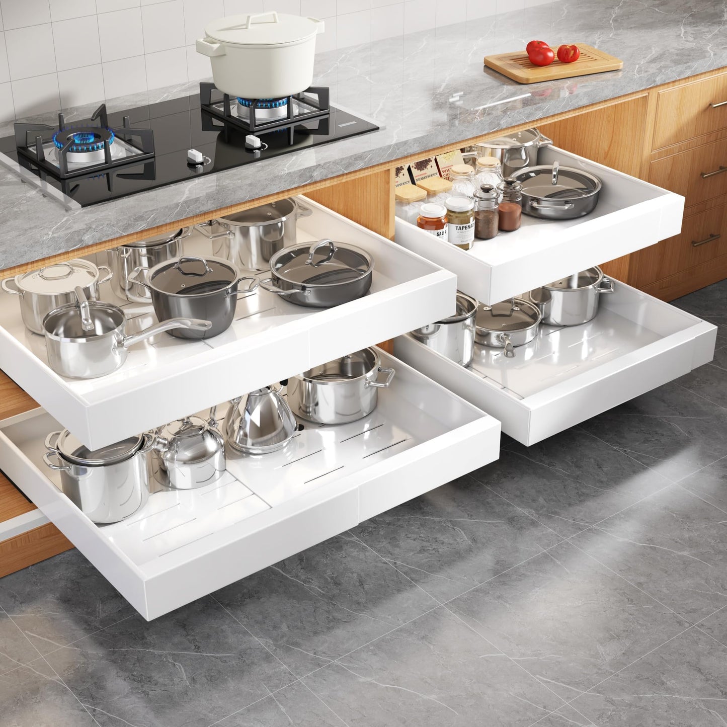 Expandable Pull Out Cabinet Organizer Slide Out Drawer Kitchen Cabinet Storage Rack