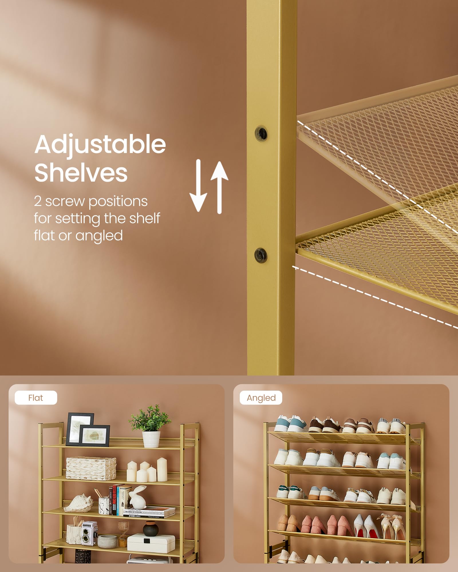 Shoe Rack 8 Tier Metal Shoe Organizer Stackable Adjustable Shelves Closet Entryway Storage Rack 32–40 Pairs