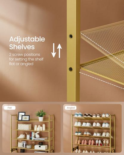 Shoe Rack 8 Tier Metal Shoe Organizer Stackable Adjustable Shelves Closet Entryway Storage Rack 32–40 Pairs