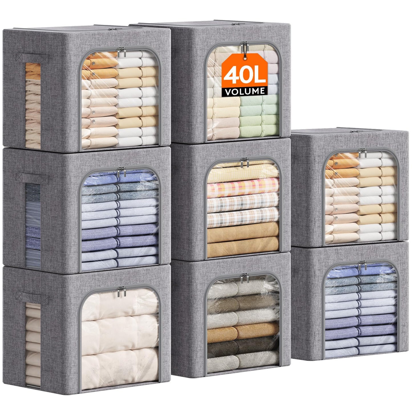 Lifewit Clothes Storage Bins with Metal Frame, Stackable Storage Box