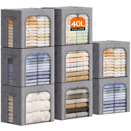 Lifewit Clothes Storage Bins with Metal Frame, Stackable Storage Box