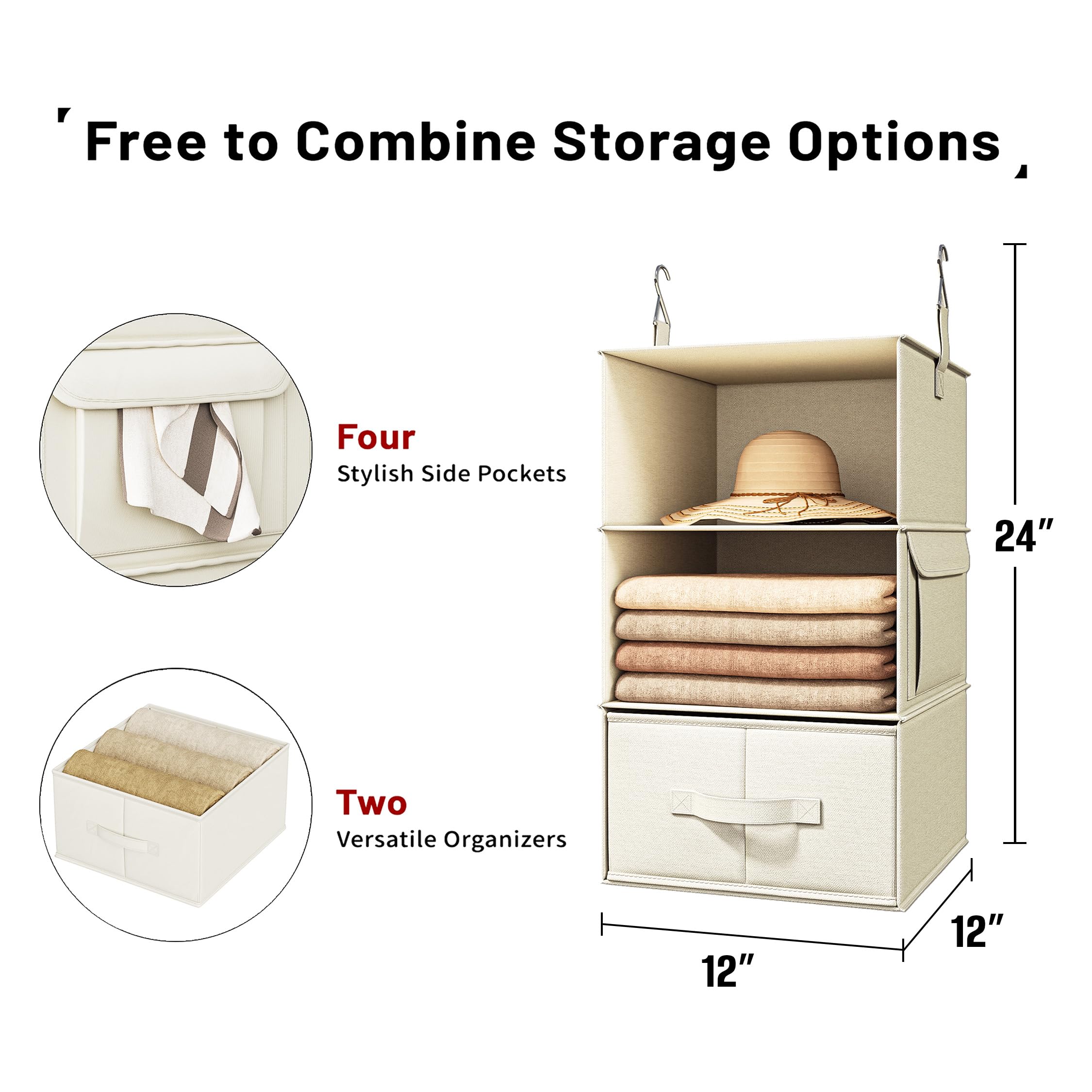 Hanging Closet Organizer Shelves with Drawers Closet Storage Organizer with Shelves and Compartments