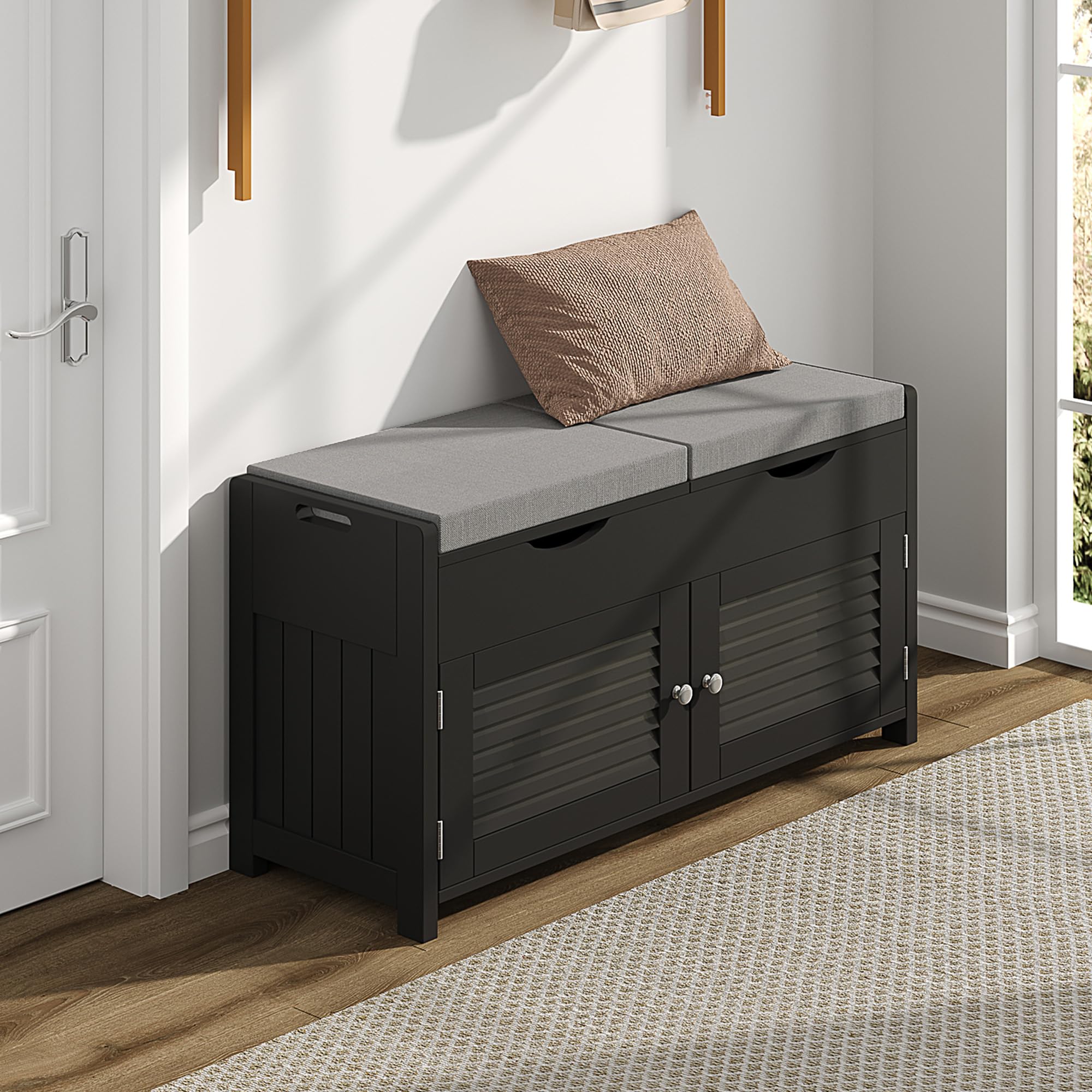 Shoe Storage Bench Lift Top Entryway Storage Bench Organizer Seat with Storage Cabinet