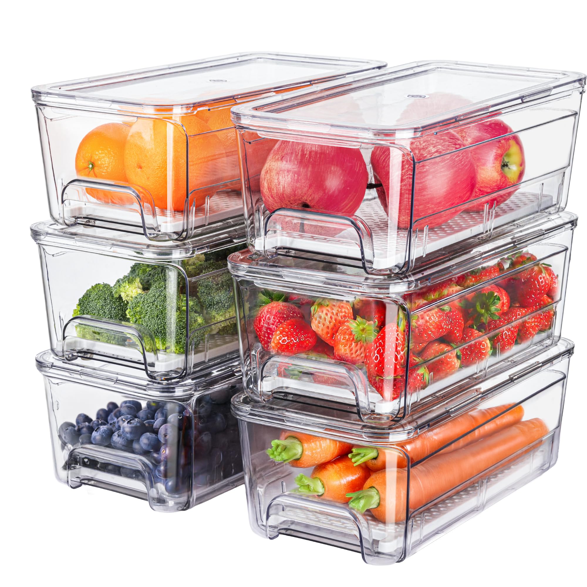 Pull-Out Stackable Refrigerator Organizer Storage Bins Fridge Drawer Organizer System