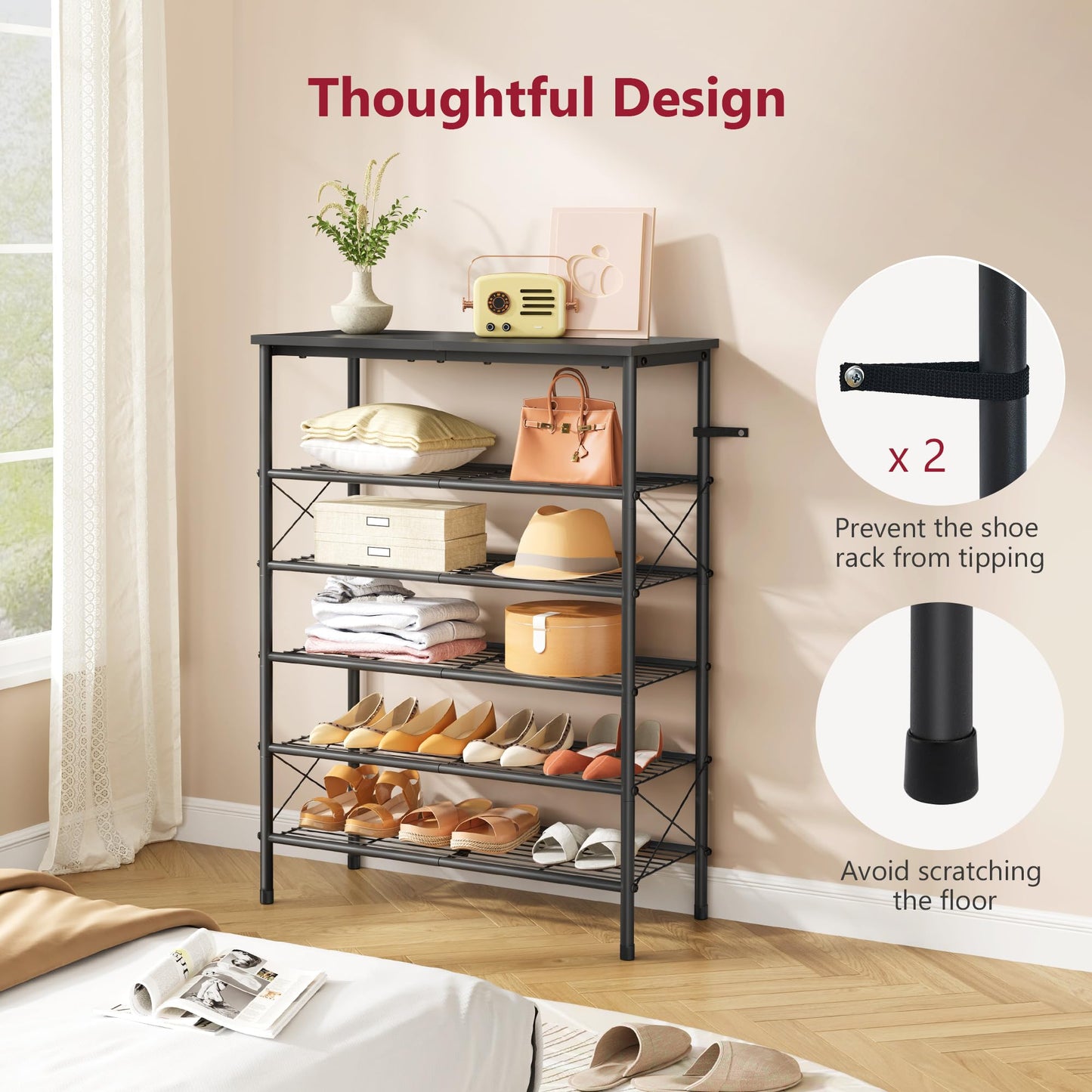 Tajsoon 6-Tier Shoe Rack Organizer