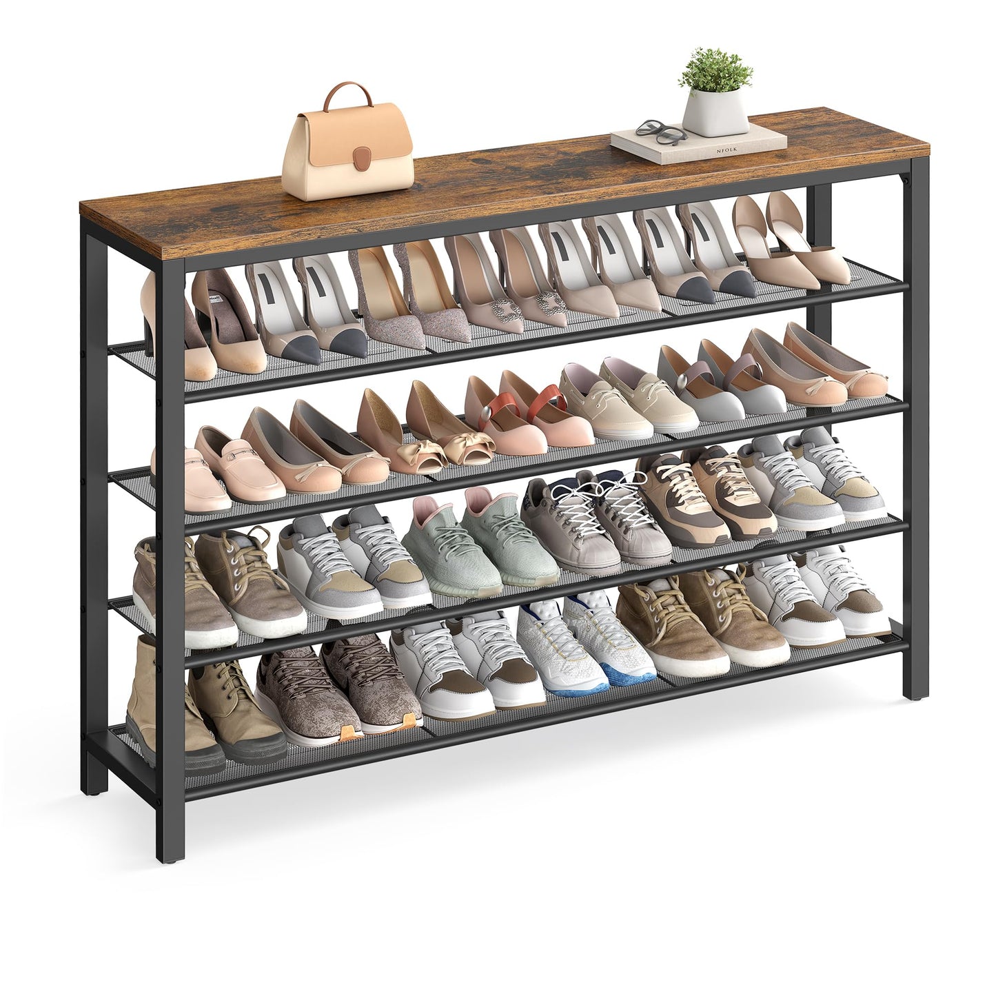 Shoe Storage Rack Metal Frame Entryway Closet Organizer Free Standing Shoe Shelf