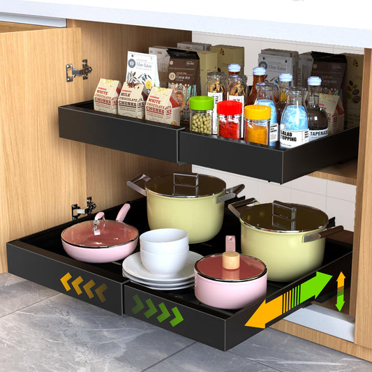 Pull Out Cabinet Organizer Adjustable Slide Out Drawer Kitchen Cabinet Storage Rack