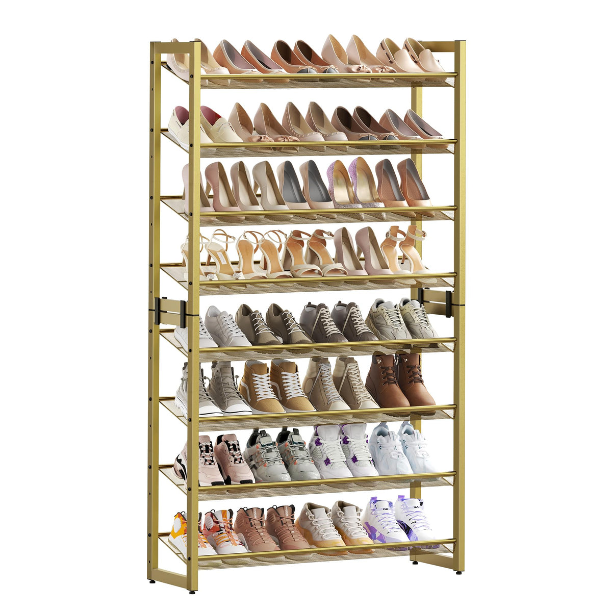Shoe Rack 8 Tier Metal Shoe Organizer Stackable Adjustable Shelves Closet Entryway Storage Rack 32–40 Pairs
