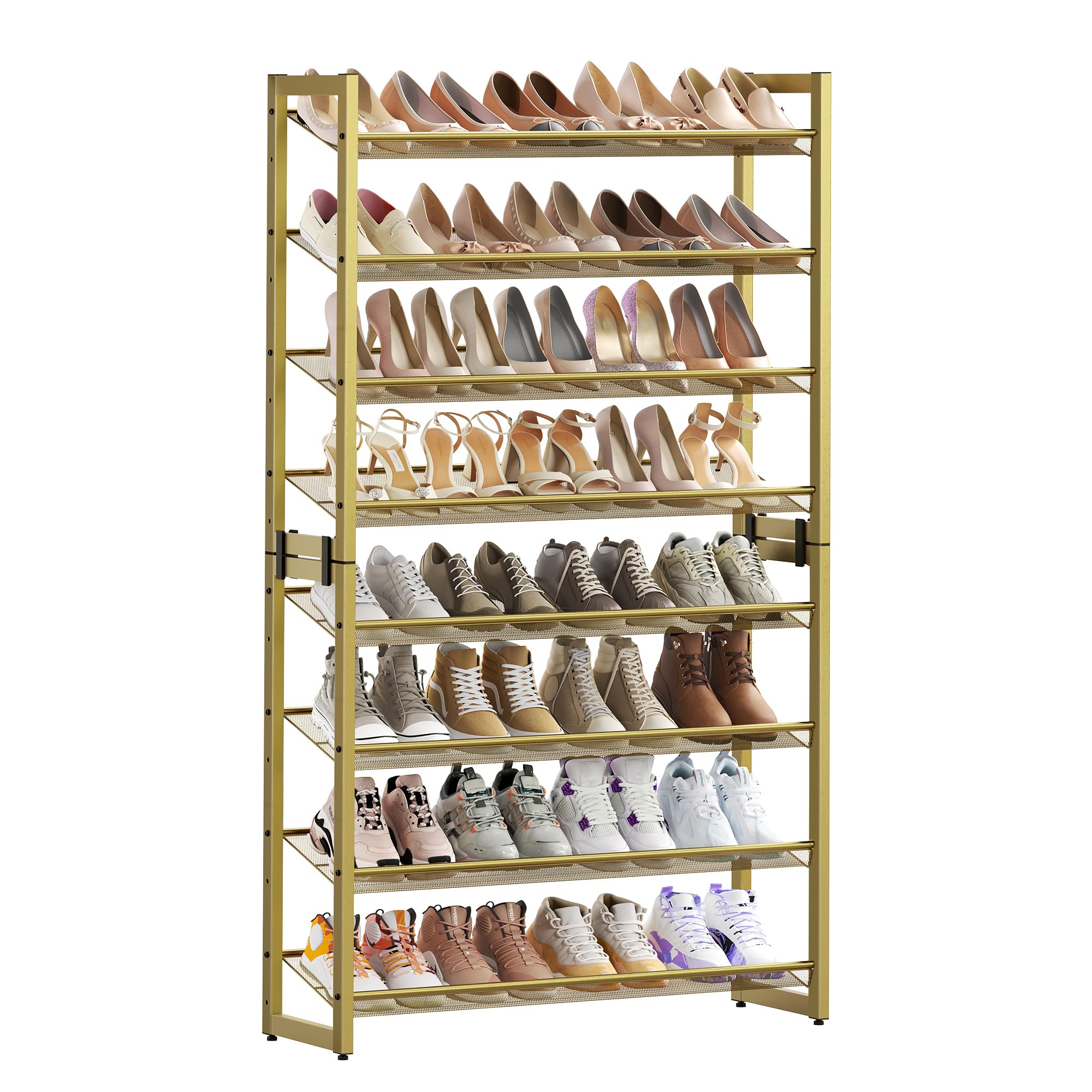 Shoe Rack 8 Tier Metal Shoe Organizer Stackable Adjustable Shelves Closet Entryway Storage Rack 32–40 Pairs