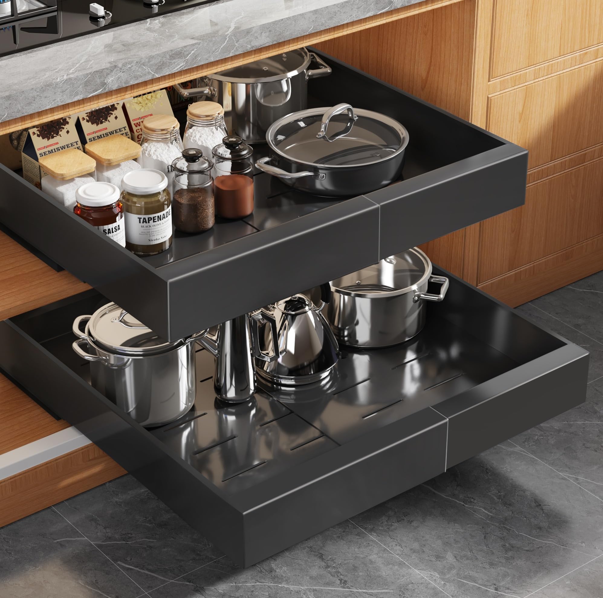 Expandable Pull Out Cabinet Organizer Slide Out Drawer Kitchen Cabinet Storage Rack