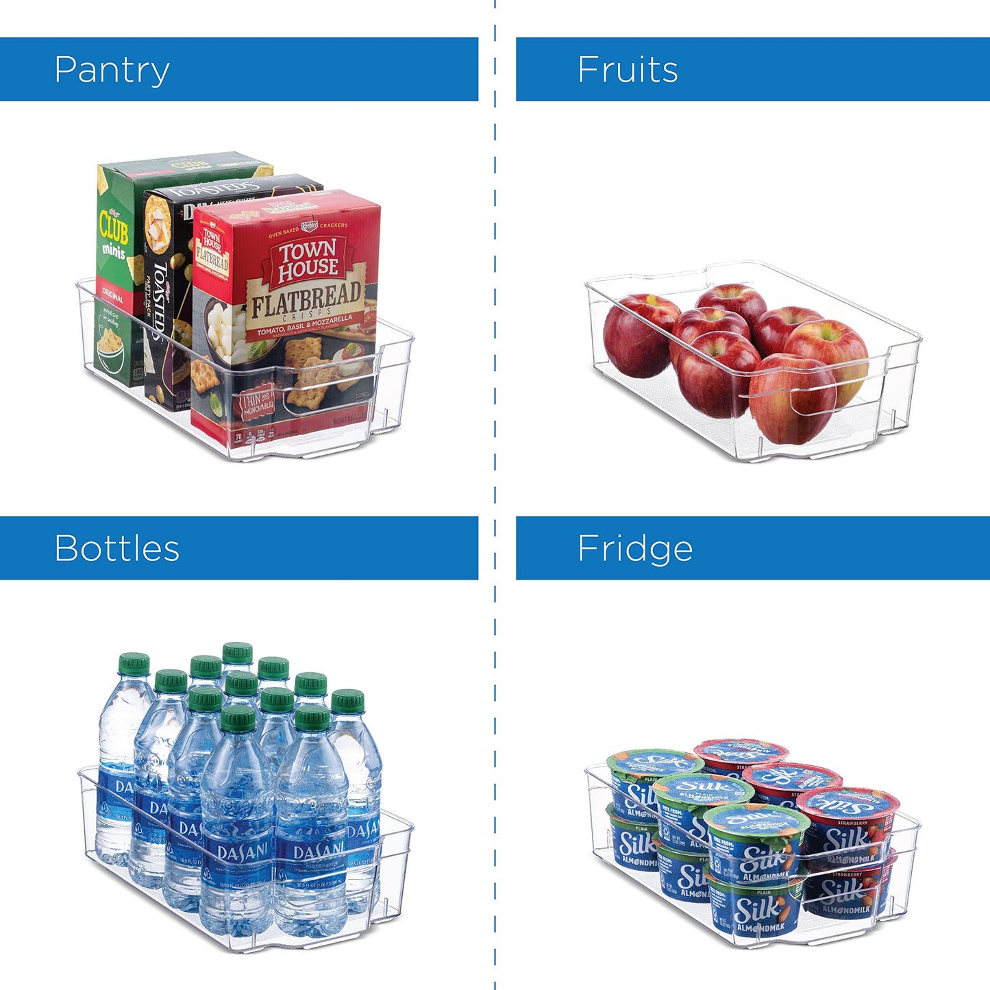 Set of 10 Refrigerator Organizer Bins Stackable Fridge Freezer Kitchen Clear Plastic Storage Containers
