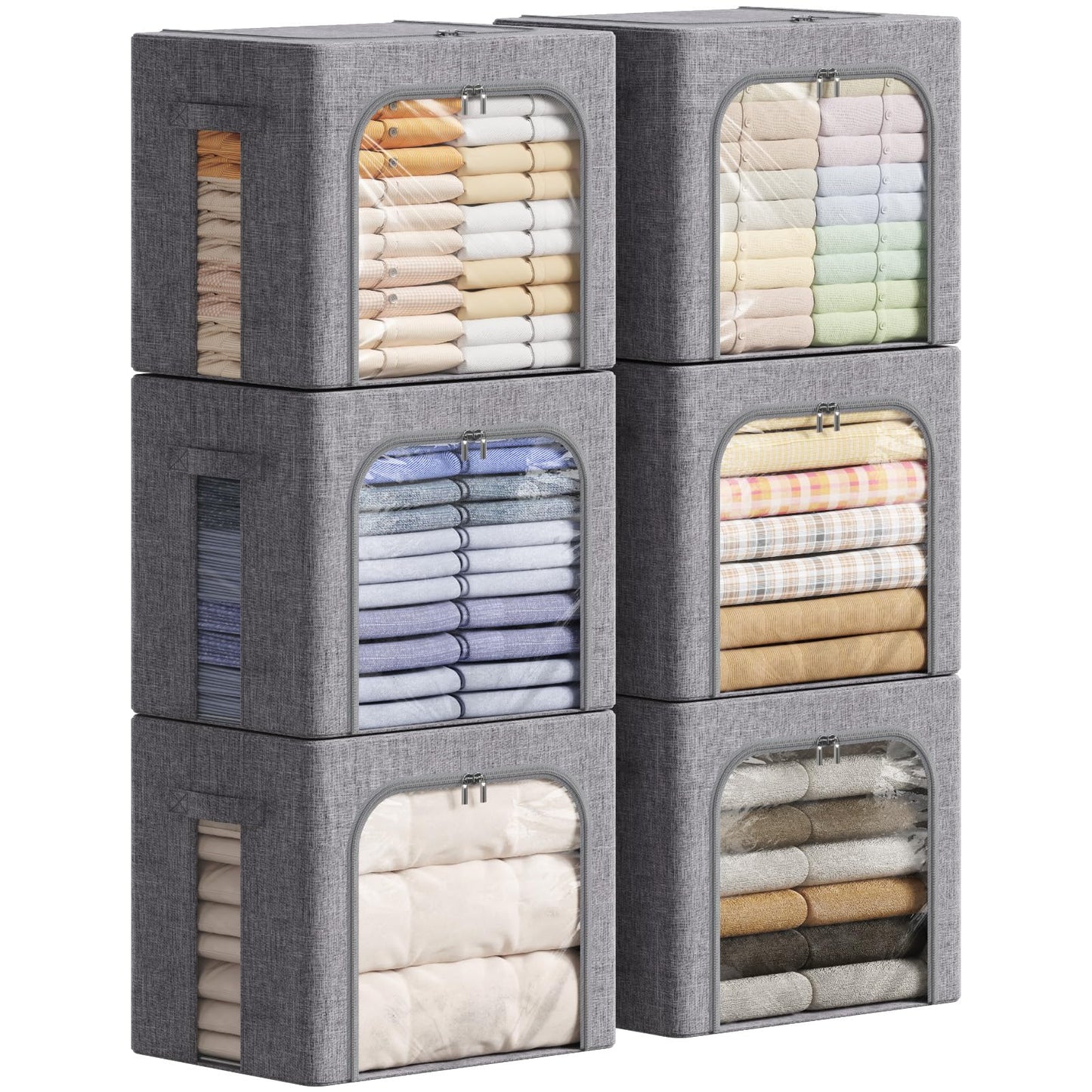 Lifewit Clothes Storage Bins with Metal Frame, Stackable Storage Box