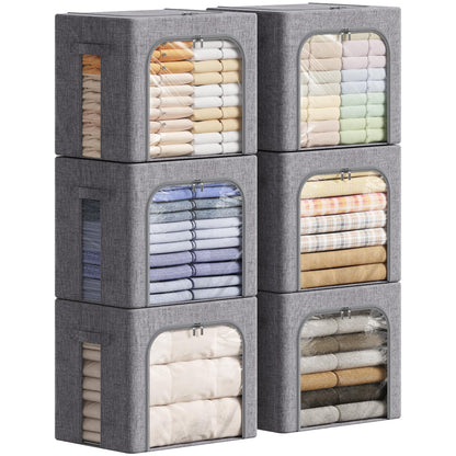 Lifewit Clothes Storage Bins with Metal Frame, Stackable Storage Box