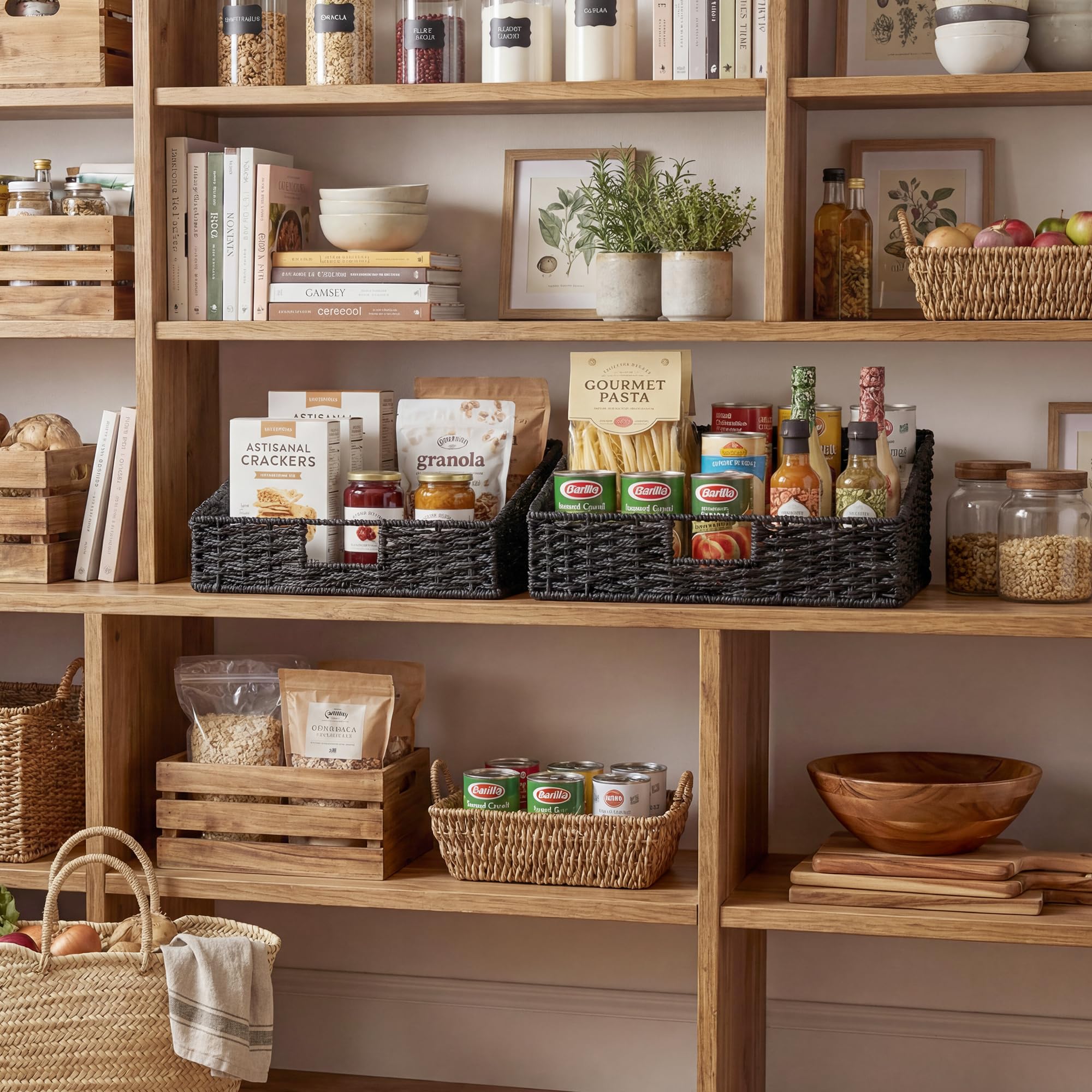 Wicker Storage Baskets Pantry Organizers Storage Basket 2 Pack