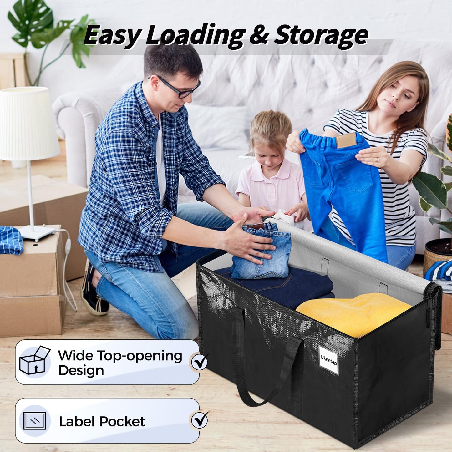Extra Large Heavy Duty Moving Bags Storage Bags with Lids Storage Organizer Containers