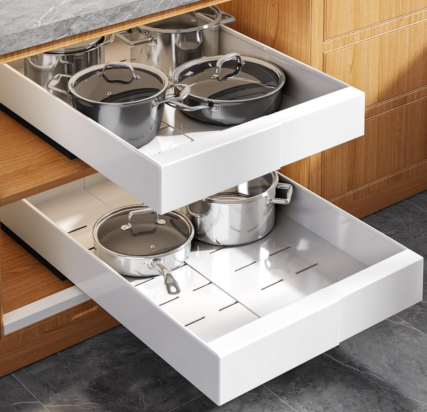 Pull Out Cabinet Organizer Slide Out Drawer Kitchen Cabinet Storage Rack Upgrade Rails System
