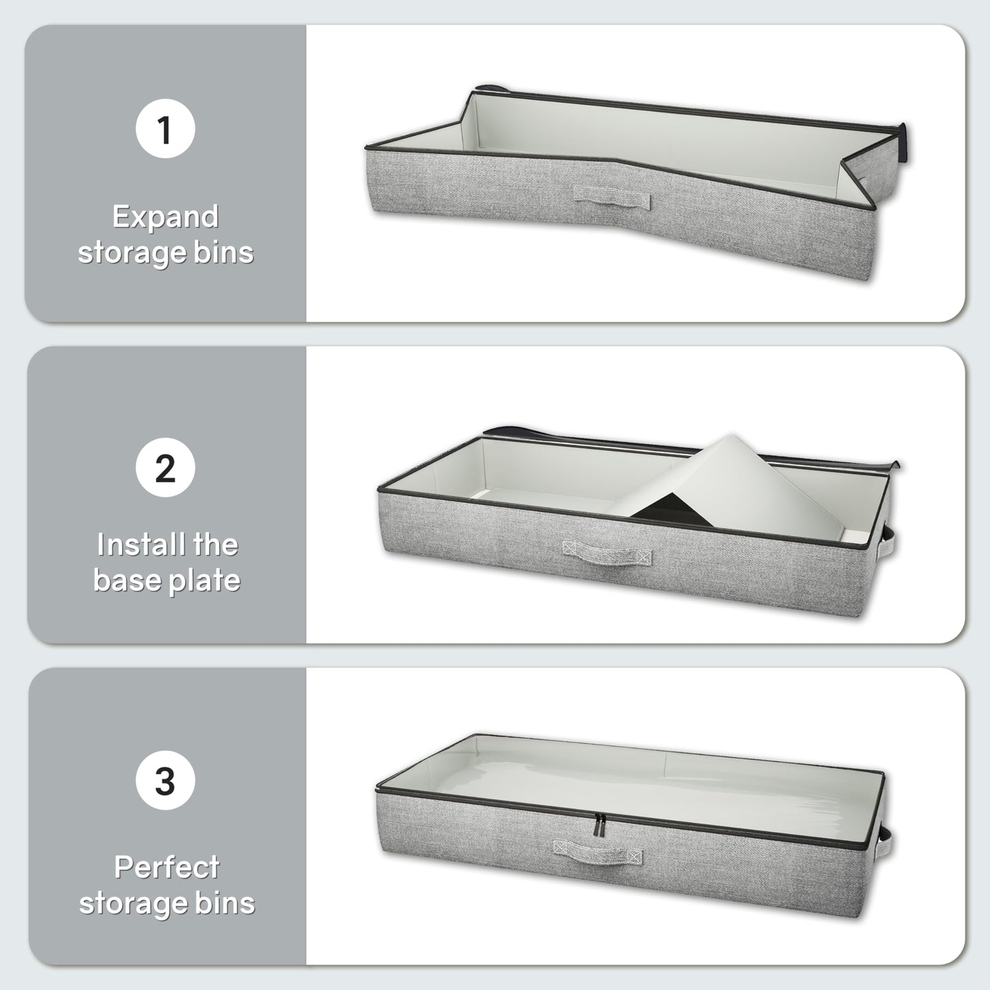 Under Bed Storage Containers 2 Pack Durable Organizer Bins Reinforced Clothes Accessories Storage Box