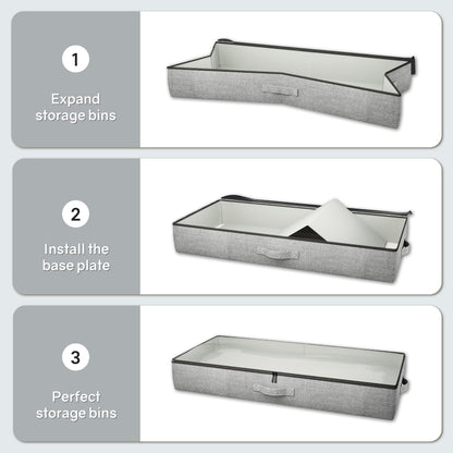 Under Bed Storage Containers 2 Pack Durable Organizer Bins Reinforced Clothes Accessories Storage Box