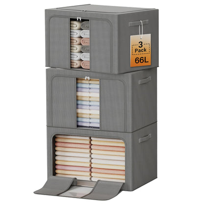 Clothes Storage Bins Metal Frame Foldable Storage Box Clothes Blankets Toys Organizer