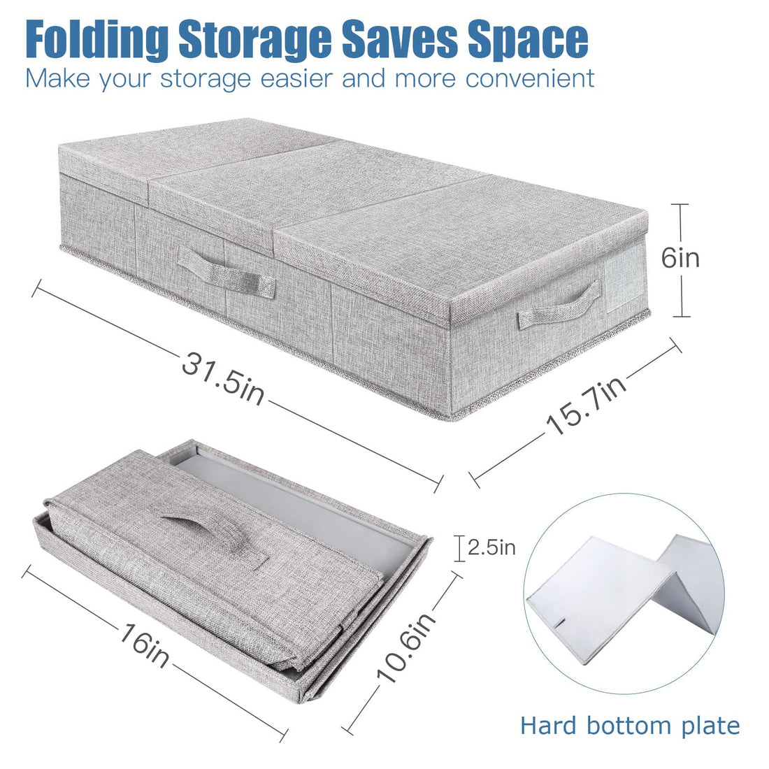 Under Bed Storage Containers Large Foldable Storage Box with Lid Clothes Shoes Blankets Pillow Organizer