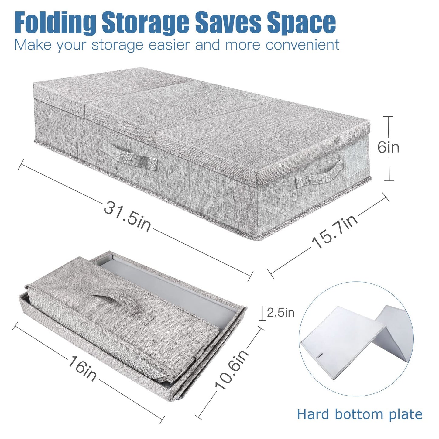 Under Bed Storage Containers Large Foldable Storage Box with Lid Clothes Shoes Blankets Pillow Organizer