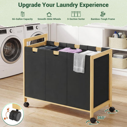Laundry Hamper with 3 Section