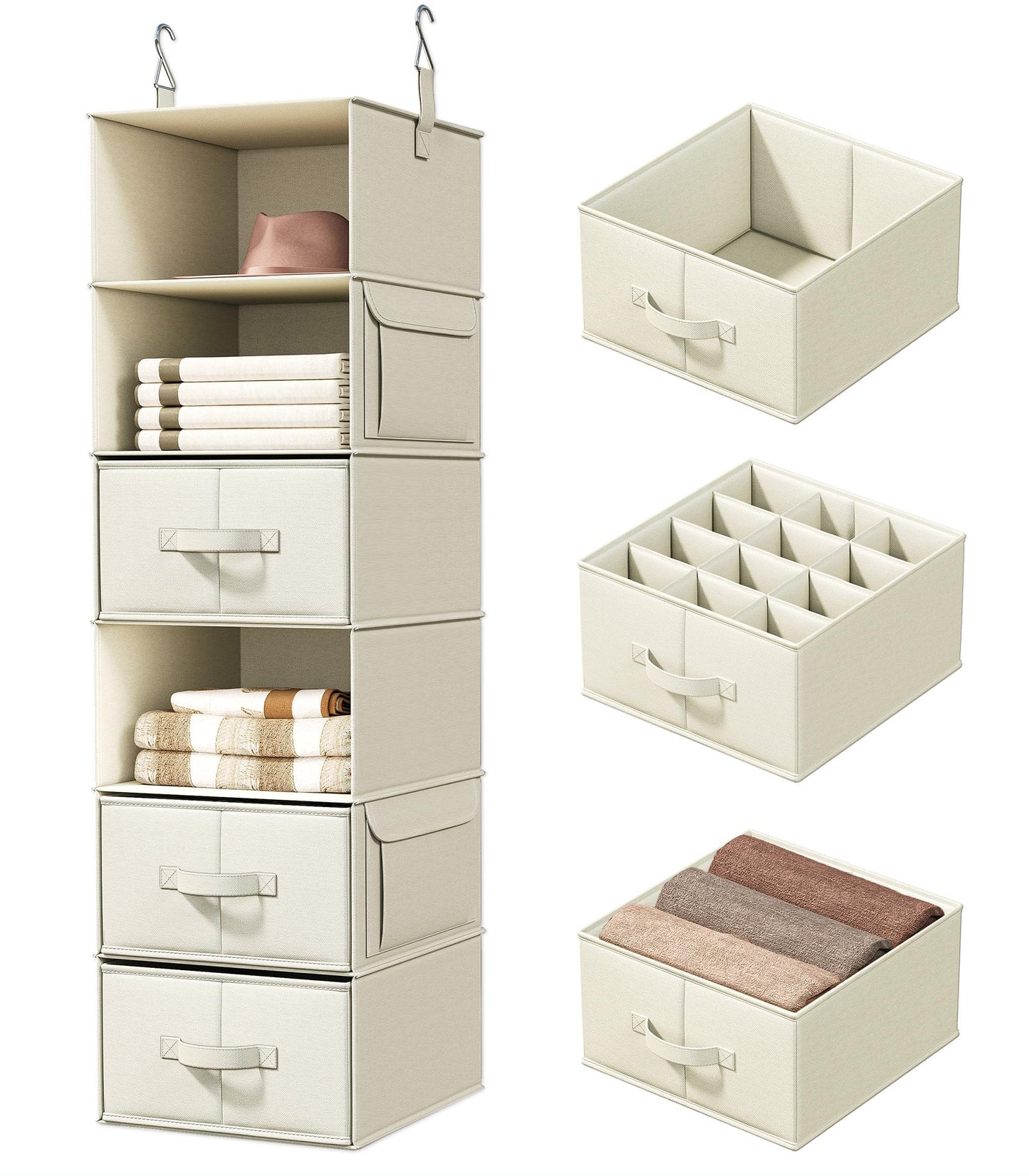 Hanging Closet Organizer Shelves with Drawers Closet Storage Organizer with Shelves and Compartments