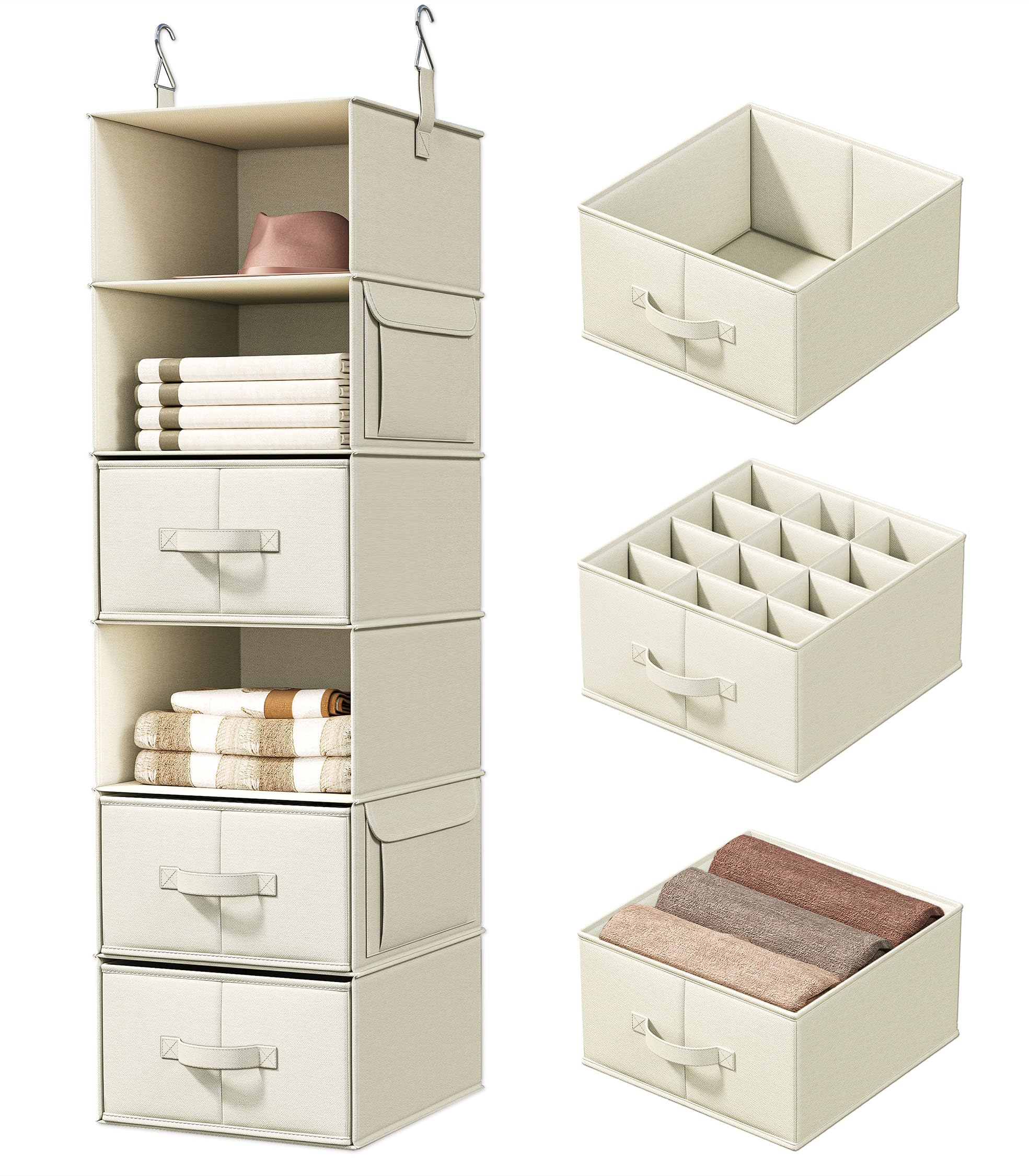 Hanging Closet Organizer Shelves with Drawers Closet Storage Organizer with Shelves and Compartments