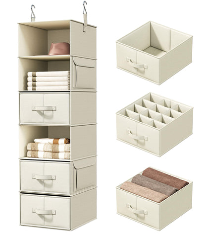 Hanging Closet Organizer Shelves with Drawers Closet Storage Organizer with Shelves and Compartments