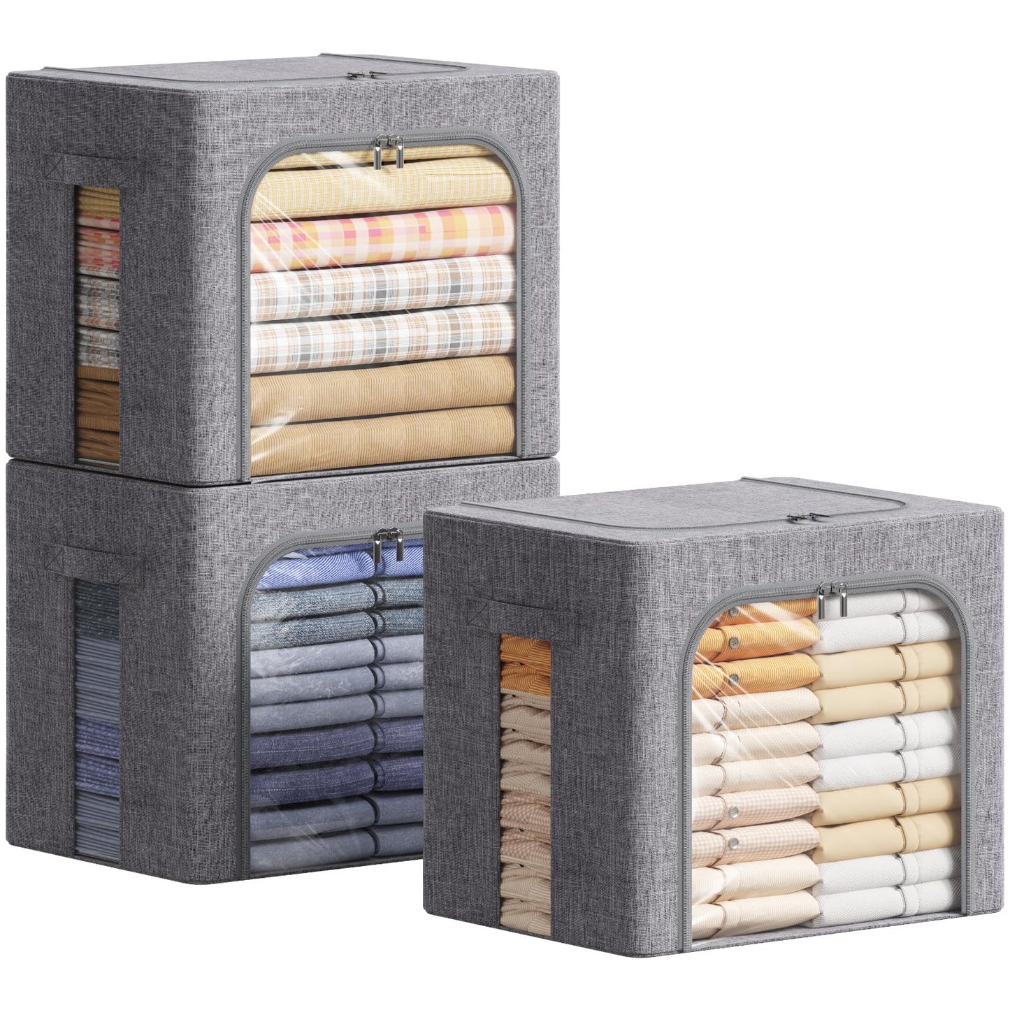 Lifewit Clothes Storage Bins with Metal Frame, Stackable Storage Box
