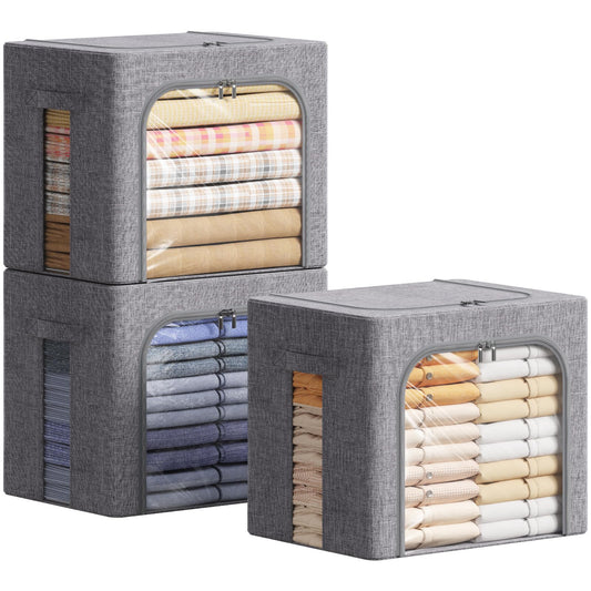 Lifewit Clothes Storage Bins with Metal Frame, Stackable Storage Box