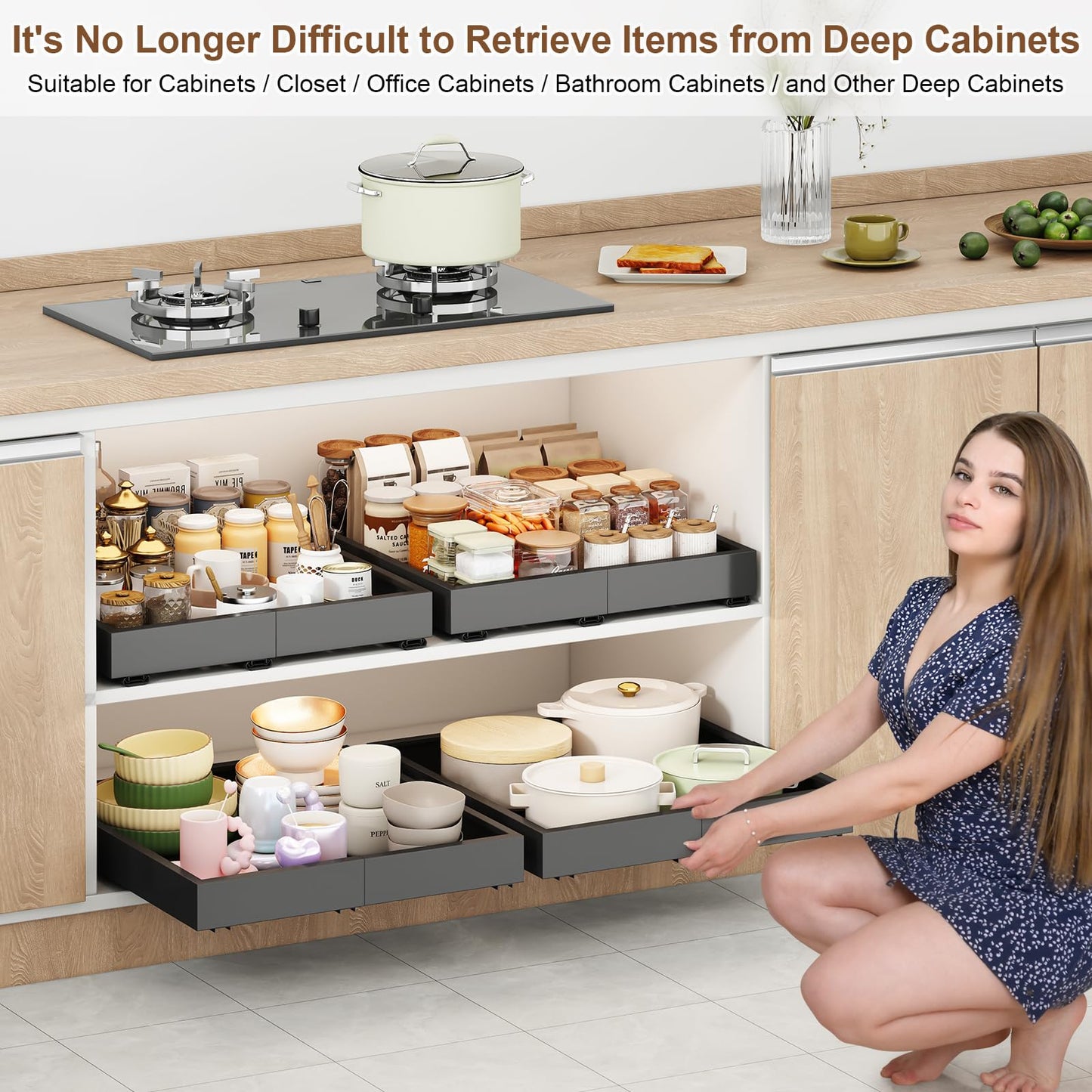 Pull Out Cabinet Organizer Slide Out Drawer Kitchen Cabinet Storage Rack