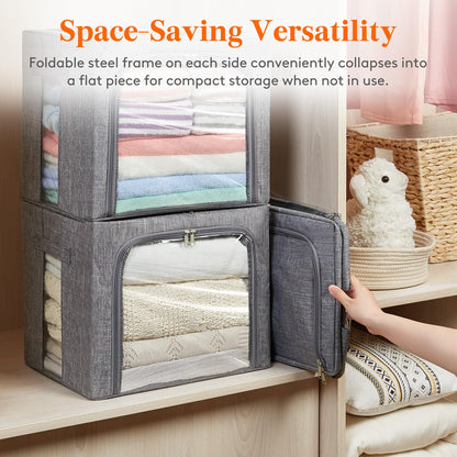 Lifewit Clothes Storage Bins with Metal Frame, Stackable Storage Box