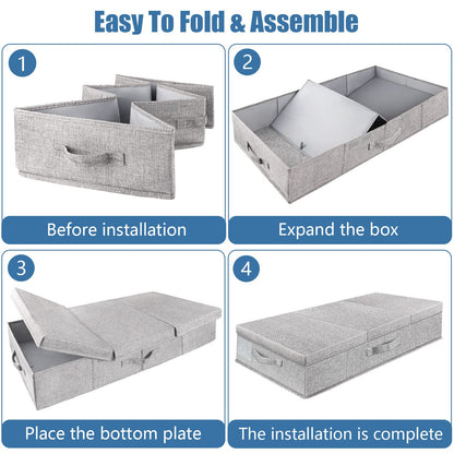 Under Bed Storage Containers Large Foldable Storage Box with Lid Clothes Shoes Blankets Pillow Organizer