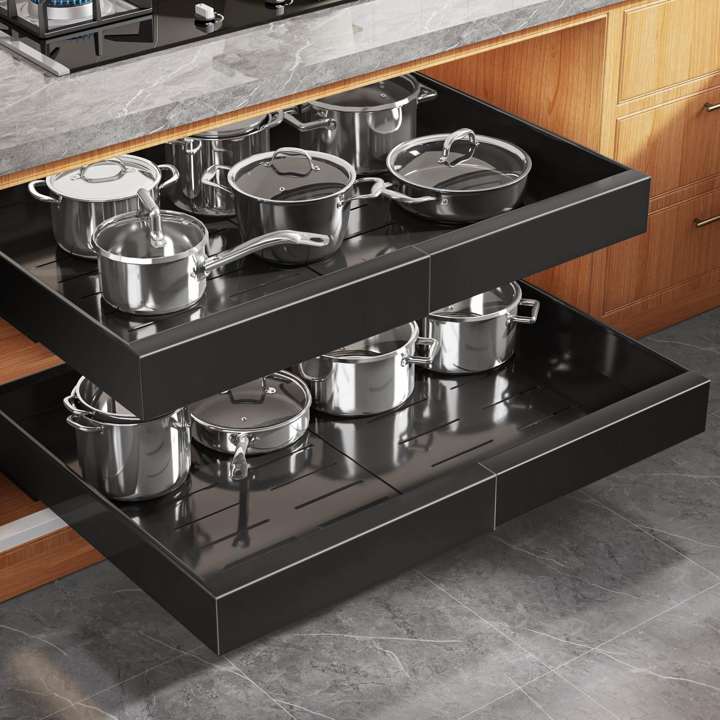 Expandable Pull Out Cabinet Organizer Slide Out Drawer Kitchen Cabinet Storage Rack